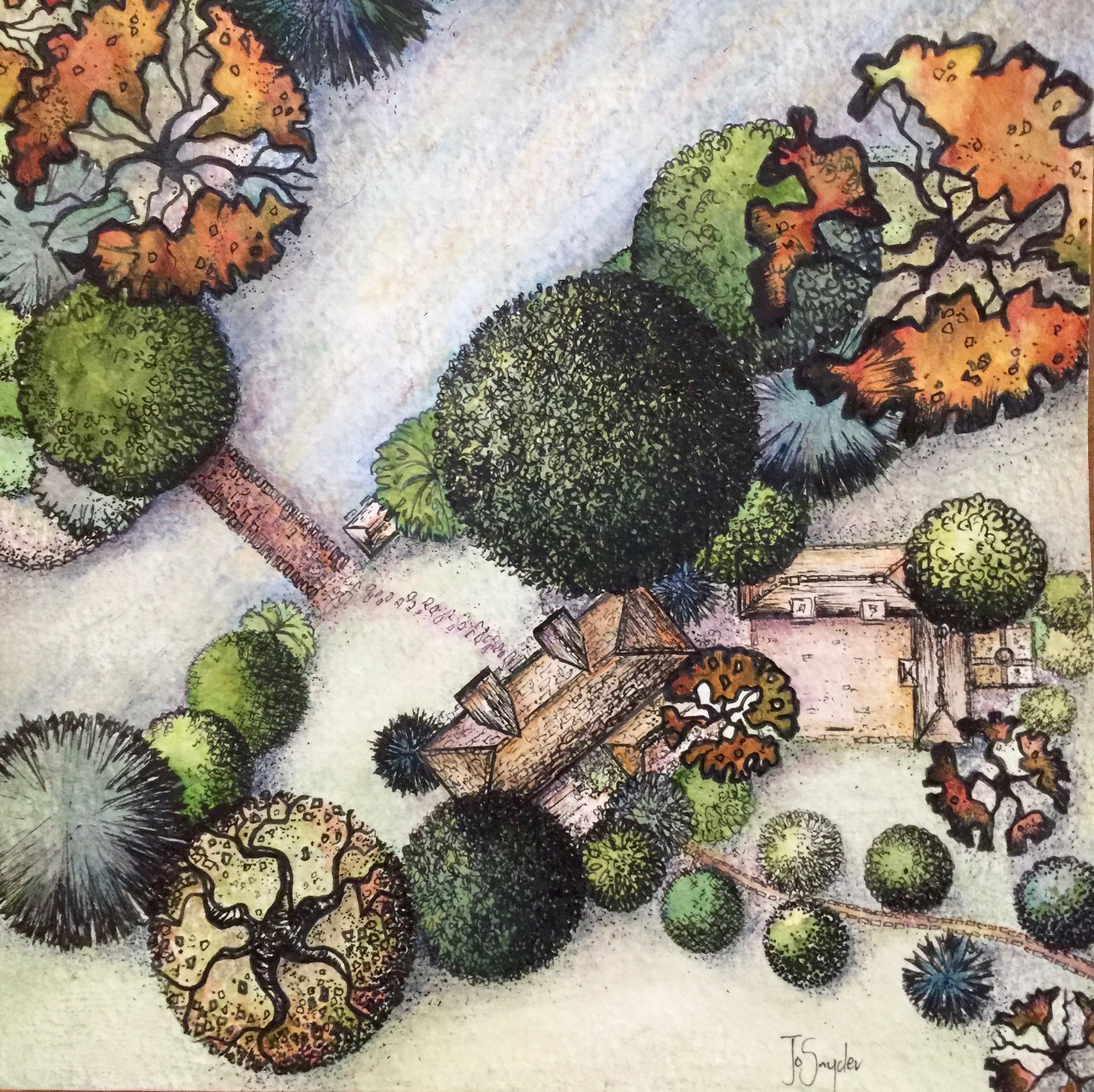 Bend in the Thames. Ink &amp; Watercolor. 6 x 6